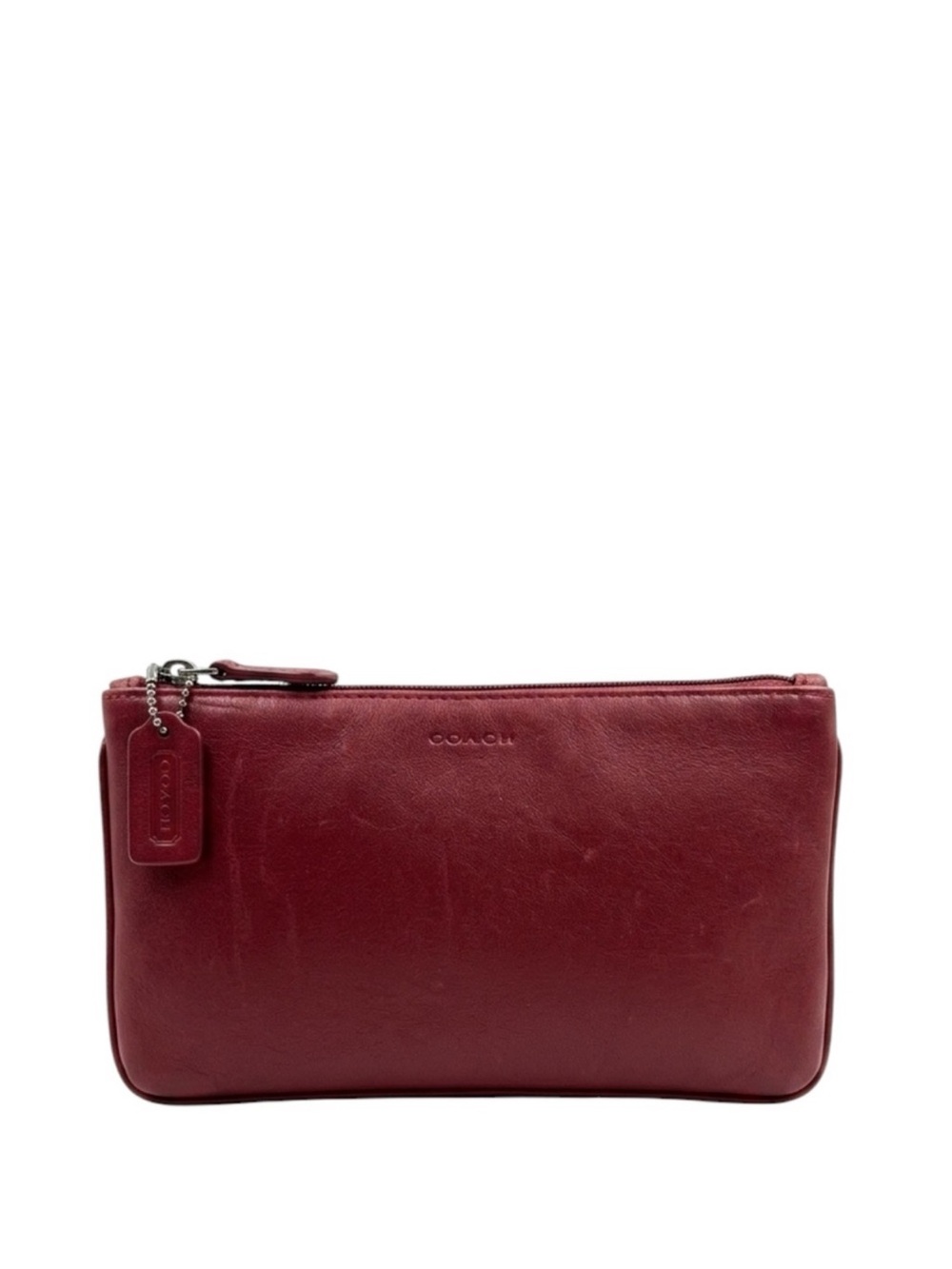 Coach Vintage Red Leather Flat Cosmetic Case